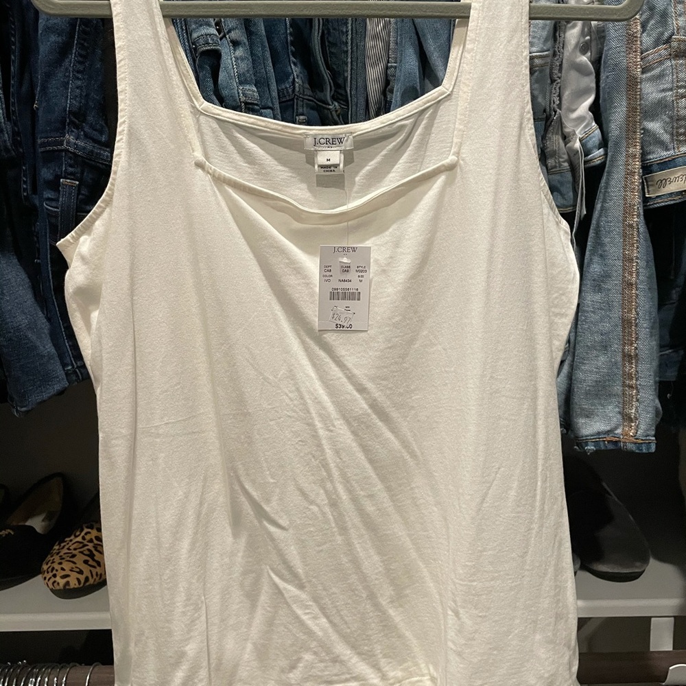 Square Neck White Layering Tank JCrew